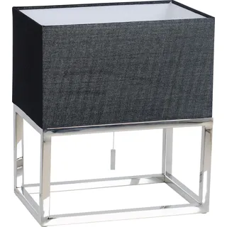 Näve Leuchten Tischleuchte ALFA mit E27 Tischleuchte ALFA mit E27 Tischleuchten - Tischleuchte mit Textilschirm "ALFA", Tischlampe im Klassik Stil, ausMetall, Kunststoff und Textilmaterial in grau, 34 cm hoch, Maße 30 x 19 cm, E27-Fassung – Zugschalter - Schwarz