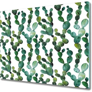 Küche Schneidebrett - Glas Schneidebrett - Herd Abdeckung - 60x52 - Grüner Kaktus Boho