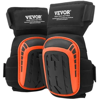 Vevor Knieschoner 30x20 cm, verlängerte Knieschützer mit 2 Verlängerungsgurten, rutschfeste Fliesenleger aus Schaumgel, für Gartenarbeit, Bodenbeläge, Überdachungen und Reinigung, Schwarz und Orange