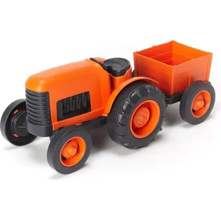 Green Toys 8601042 - Traktor mit Anhänger, Trecker, orange