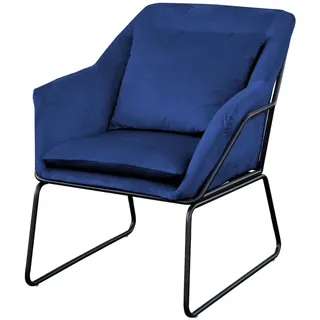 Svita JOSIE Loungesessel gepolstert mit Armlehne Metallgestell Samtbezug