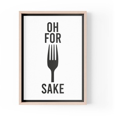Tongue in Peach Kunstdruck mit lustigem Zitat | Küchendrucke | Oh For Fork Sake-Zitate New Home Office Esszimmer | ungerahmt | A4 A3 A5 | Rahmen nicht im Lieferumfang enthalten