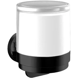 emco round Flüssigseifenspender, Einhandbedienung, satiniertes Kristallglas, 432113301, Farbe: schwarz