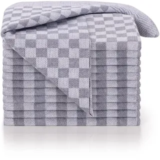 Blumtal Geschirrtuch, Grau, Textil, Kariert, Quadratisch, 50x70 cm im 20er Set - Oeko-TEX zertifizierte Küchentücher - extrem saugstarke Geschirrhandtücher - Kitchen Towels waschbar bis 95 °C - Geschirrtücher