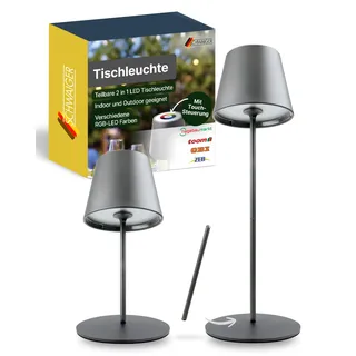 SCHWAIGER Tischleuchte I teilbare LED Tischlampe mit Touch-Steuerung I Akku-Lampe mit RGB und warmweiß I IP44 geschützt und aufladbar per USB-C I kabellose Lampe für Indoor & Outdoor