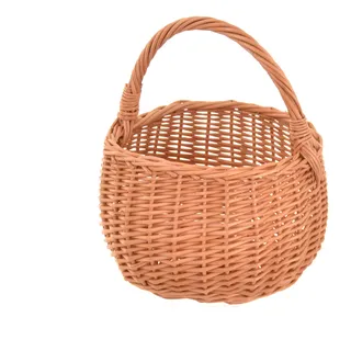 Aqbau Geflochtener Weidenkorb mit Henkel Ø 20 cm Natur | Handgeflochtener Dekokorb aus Naturweide für Blumen, Geschenke, Aufbewahrung, Kinder, Beeren, Pilze und Deko