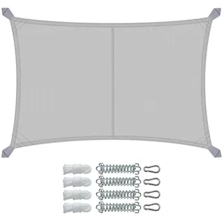 VOUNOT® Sonnensegel Rechteckig mit Befestigung Set, Wasserdicht Sonnenschutz Wetterbeständig, für Balkon Garten Terrasse, 3x4m, Hellgrau