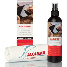 ALCLEAR 721DR Displayreiniger 250 ml mit fusselfreies Ultra-Mikrofasertuch, reinigt TV, LCD/TFT, Plasma, Smartphone ohne Schlieren