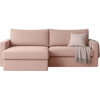 kaiser möbel Ecksofa mit Schlaffunktion und Bettzeugablage LUBEKA, Stoff Faro Rosa, Links - Couches, Wohnlandschaften, Ecksofas