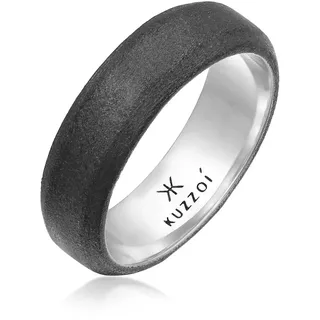 Silberring KUZZOI "Ring Herren Bandring Basic 925 Silber" Gr. 60, schwarz, Fingerringe, Herren, 60, Silber 925 (Sterlingsilber), Silberring