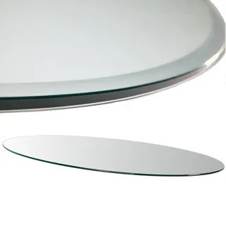 Glasplatte Oval für Kaminofen und Tischplatte in 100x60cm Facettenschliff, Schutzplatte mit 6mm ESG Sicherheitsglas, Funkenschutzplatte, Glasboden für Kamin (Klarglas)