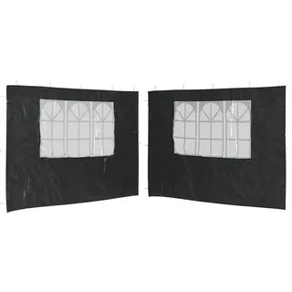 vidaXL Partyzelt-Seitenwände 2 Stück mit Fenster PE Anthrazit