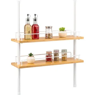 bremermann Teleskop-Regal, Teleskopgewürzregal, 2 Regale, Bambus weiß