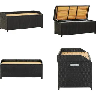 vidaXL Sitzbank mit Stauraum 120 cm Poly Rattan Schwarz - Aufbewahrungsbank - Aufbewahrungsbänke - Garten-Aufbewahrungsbank - Garten-Aufbewahrungsbänke - Schwarz