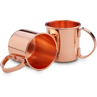 Echtwerk Kupferbecher-Set, Edelstahl-Gläser, Cocktail-Set, Cocktailgläser perfekt für Gin, Vodka, Bier und Kaltgetränke, Geschenkset, 2x Kupferbecher 450 ml