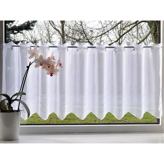 Scheibengardine STICKEREIEN PLAUEN "Grafik" Gr. 2, weiß, B:95cm H:60cm, Polyester, Gardinen, Scheibengardine