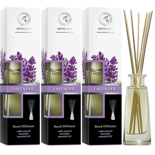 Raumduft Diffuser Lavendel mit Ätherischem Lavendelöl - 3x100ml - Diffuser Set mit Stäbchen - Raumbeduftung - Zimmerduft - Raumluft - Aromadiffuser - Duftdiffusor - Lufterfrischer - Geschenkset