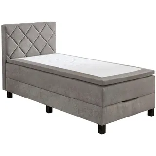 Boxxx Boxspringbett , Grau , Textil , H3 , Höhe ca. 22 cm , 120x200 cm , Oeko-Tex® Standard 100 , Bettkasten, gepolstertes Kopfteil , Schlafzimmer, Betten, Boxspringbetten