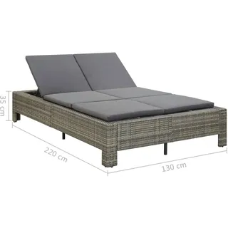vidaXL 2 Personen Sonnenliege 220 x 130 x 35 cm grau