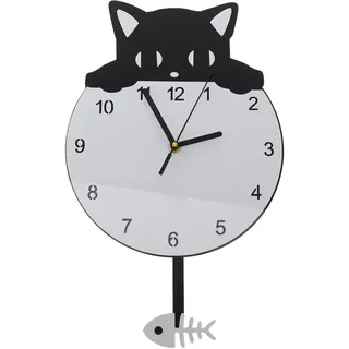 Artibetter Katzen Wanduhr Aus Acryl Geräuschlose Kätzchen Wandbehang Dekorative Uhr Für Kinderzimmer Wohnzimmer Und Zuhause Wandkunst Mit Leisem Design