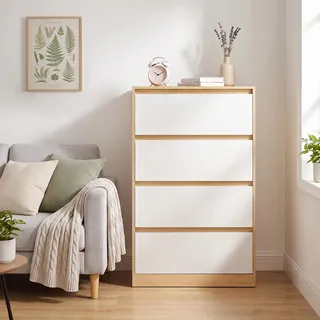 VASAGLE Kommode mit 4 Schubladen Modernes Sideboard für Schlafzimmer 60,2 x 40,4 x 97,4 cm Gelb