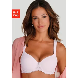 Schalen-BH LASCANA, Damen, Gr. 80, Cup E, weiß, Spitze, Obermaterial: 46% Polyamid, 43% Polyester, 11% Elasthan, BHs Schalen-BH, mit Bügel rundherum aus edler, floraler Spitze, Dessous