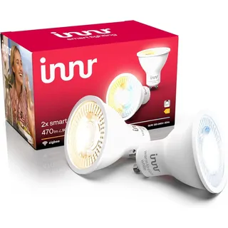 innr GU10 Zigbee Smart Lampe, funktioniert mit Hue* und Alexa (Bridge erforderlich), Warm- bis Kühlweiß, GU10 LED Spots dimmbar, Smart Home Lampe, 470lm, 2 Stück