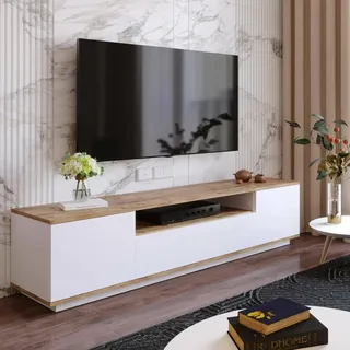 Dmora Sinope TV-Lowboard 180x45x44,6 cm Braun/Weiß Holz