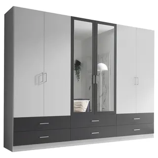 Die Möbelfundgrube Drehtürenschrank Janne 272 x 211 x 55 cm Weiß/Graphit