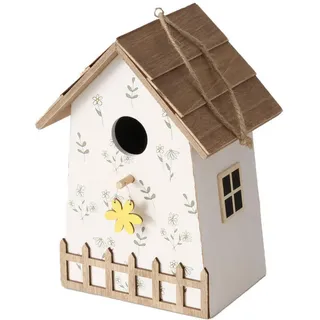 Boltze Home Nistkasten Kamille 22 cm , Weiß , Holz , 12x22x15 cm , Dekoration, Gartendeko