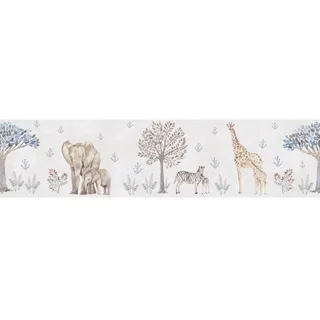 A.S. Création Bordüre Tiere 5 m x 0,13 m 300 g Beige/Grau/Blau 771771