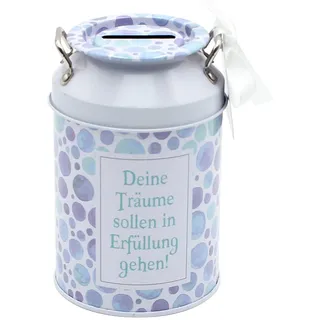 Metall Spardose - Milchkännchen - Motiv: Alles Gute für Dich, mit Spruch, Maße L/B/H: ca. 12 x 8 x 12 cm