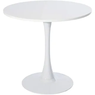 MEUBLE Cosy Runder Esstisch Klein Tisch Küchentisch Esszimmertisch 2-4 Personen für Küche, Wohnzimmer, Büro, 80x80x73cm, Weiß