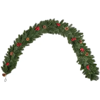 Homcom Weihnachtsgirlande mit Tannenzapfen Beeren Grün