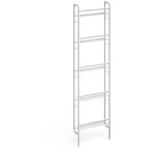 Vicco Leiterregal Klivo Weiß 44.5 x 160 cm mit 5 Regalböden , Metall , Rechteckig , 44.5x160x11 cm , Wohnzimmer, Regale, Bücherregale