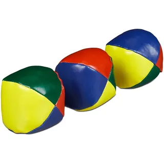 Relaxdays Jonglierbälle 3er Set, Profis & Anfänger, Juggling Balls weich, Kinder & Erwachsene, Jonglierset, Ø 6 cm, bunt