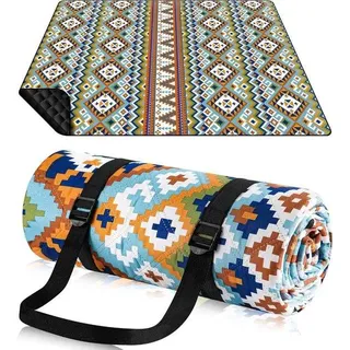 Wasserfeste Strandmat 200 x 200 cm XXL Waschbar mit Tragegurt für 4-6 Personen Camping Outdoor