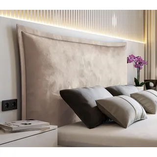 Polsterbett Sofia 200x220 cm mit Bettkasten – Samt Velvet Piano 03 Creme, weiches Kopfteil mit Kissenoptik, Luxus Stauraumbett mit VISCO Matratze - Creme