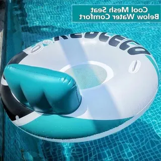 Famanu Wasserhängematte XL mit Rückenlehne - Handgriffe - Getränkehalter - Sommer Spielzeug für Kinder und Erwachsene - Weiß
