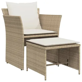vidaXL Gartenstuhl mit Fußhocker 58 x 69 x 21 cm beige