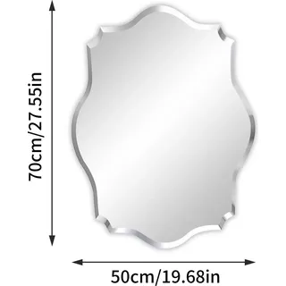 Spiegel - Wandspiegel - Asymmetrisch 50x70 cm - Rahmenlos mit Facettenschliff - Aufhängung inklusive - Für Bad/Flur - Gold