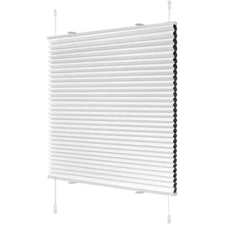 Wabenplissee ohne Bohren Verdunklung Plissee Klemmfix ohne Bohren Weiß-Weiß 40x130cm(BxH) Thermo Doppelplissee 100% Blickdicht Jalousie für Fenster ohne Bohren Sanfree