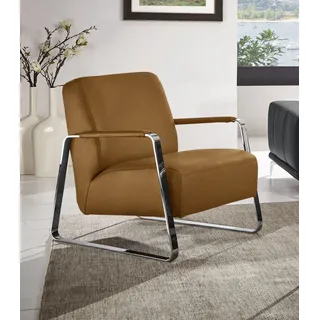 W.Schillig Cocktailsessel mit Kissen Leder/Mikrofaser/Polyester 65 x 82 x 82 cm Gelb
