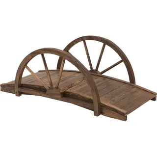 Outsunny Gartenbrücke aus Tannenholz , Dunkelbraun , Holz , 50x37x100 cm , Dekoration, Gartendeko