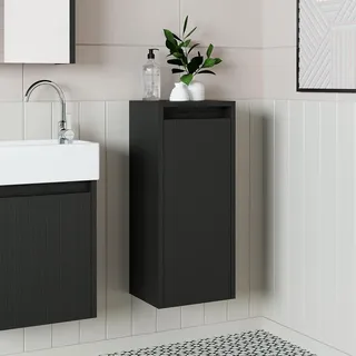 Roomart MINI-50 Badmöbel Hochschrank 30 cm breit, Schwarz-Eiche - Schwarz