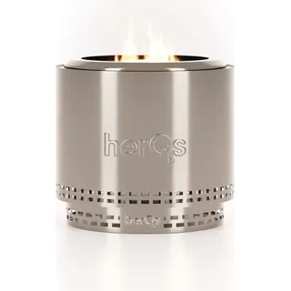 HerQs Smokeless Firepit Blaze - Rauchfreie Feuerschale für mittlere und große Gärten - minimaler Rauch - aus gebürstetem Edelstahl - ø49,5 x 36H cm - mit Carrycase und Aschenbecher