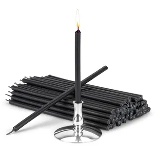 NKlaus - Kerzenhalter mit 200g Altarkerzen schwarz Tropffrei L 15cm Paraffinwachs 40022