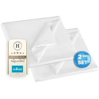 ZOLLNER 2er Set Bettlaken oder Bettdecken für den Sommer - aus Reiner Baumwolle - 150x260 cm in weiß - dichte Renforcé-Qualität - ohne Gummizug - Hotelqualität