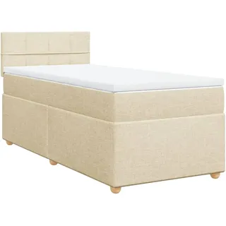 Boxspringbett mit Matratze Creme 80x200 cm Stoff - Creme