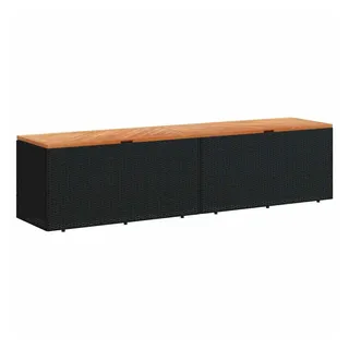 vidaXL Gartentruhe Schwarz 220x50x54 cm Poly Rattan Akazienholz